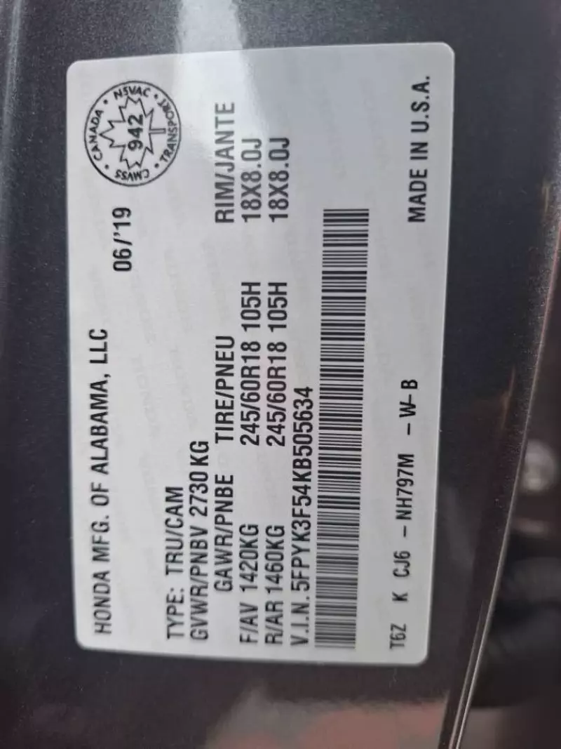 Honda Ridgeline - 2019