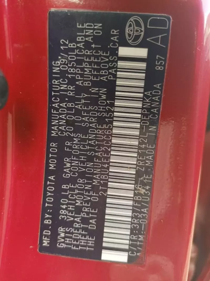 Toyota Corolla   - 2012